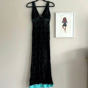 Betsy & Adam Black and Teal Formal Lace Dress Sz 8